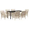 vidaXL Conjunto de Jantar para Jardim 7 unid. Bege vime PE