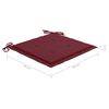 vidaXL Cadeiras jardim c/ almofad&otilde;es vermelho tinto 4 pcs teca maci&ccedil;a