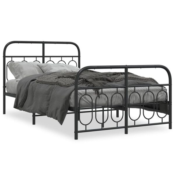 vidaXL Estrutura de cama com cabeceira e pés 120x190 cm metal preto