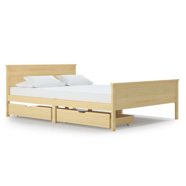 vidaXL Estrutura de cama com 2 gavetas 140x200 cm pinho maci&ccedil;o
