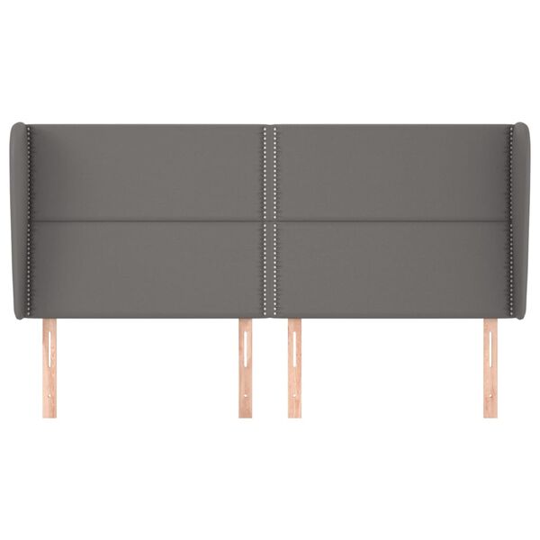 vidaXL Cabeceira cama c/ abas couro artif. 203x23x118/128 cm cinzento