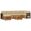 vidaXL Conjunto de Sof&aacute;s para Exterior com almofada 7 pcs Natural