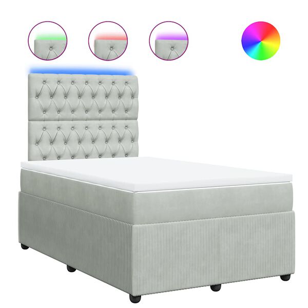 vidaXL Cama boxspring c/ colch&atilde;o 120x200 cm veludo cinzento-claro
