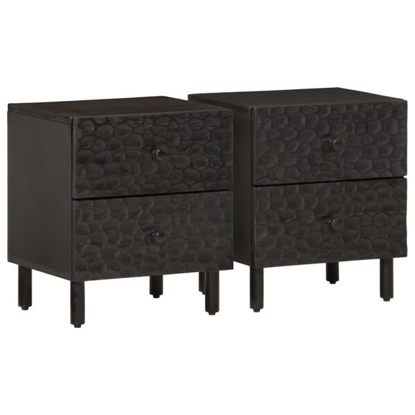 vidaXL Mesas de cabeceira 2 pcs 40x33x46 cm mangueira maci&ccedil;a preto
