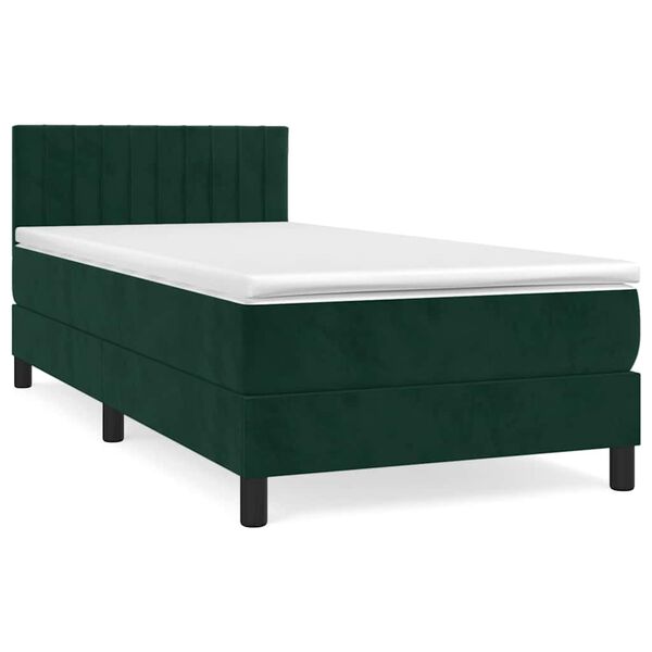 vidaXL Cama com molas/colch&atilde;o 80x200 cm veludo verde-escuro