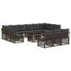 vidaXL Conjunto de Sof&aacute; de Jardim 14 unid. Cinzento vime PE