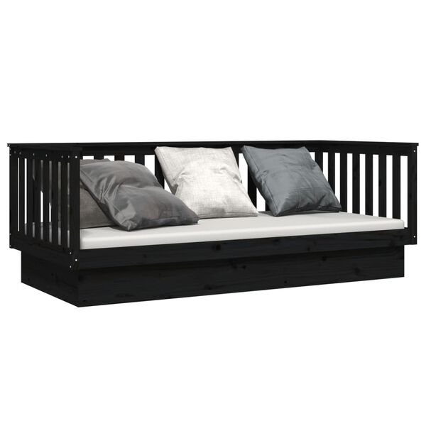 vidaXL Sofá-cama 100x200 cm madeira de pinho maciça preto