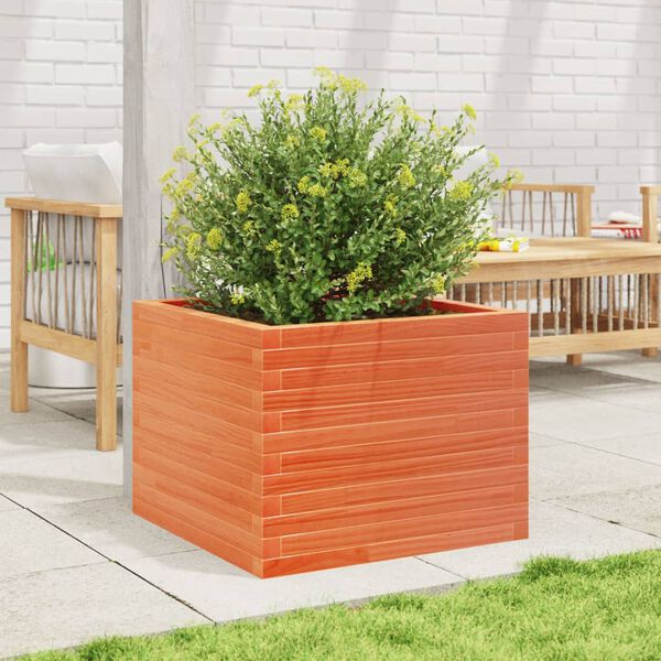 vidaXL Vaso/floreira de jardim 60x60x45,5 cm pinho maci&ccedil;o castanho mel