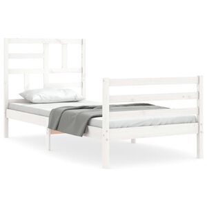 vidaXL Estrutura de cama com cabeceira 90x200 cm madeira maci&ccedil;a