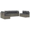 vidaXL 7 pcs conjunto lounge de jardim c/ almofad&otilde;es vime PE cinzento