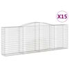 vidaXL Cestos gabião arqueados 15pcs 400x50x140/160 ferro galvanizado