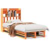 vidaXL Cama com estante sem colch&atilde;o 75x190cm pinho maci&ccedil;o castanho-mel