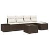 vidaXL Conjunto de Sof&aacute; de Jardim 5 pcs Marrom e Creme vime PE