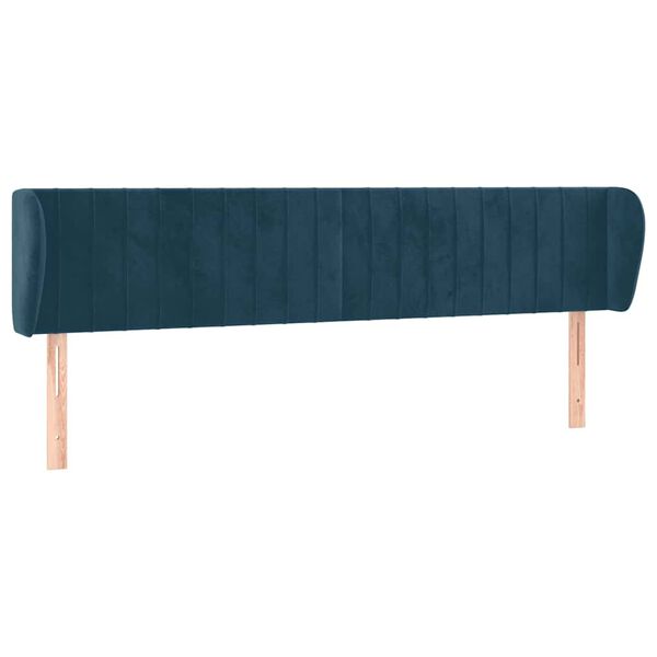 vidaXL Cabeceira de cama c/ abas veludo 183x23x78/88cm azul-escuro