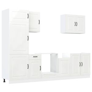 vidaXL 7 pe&ccedil;as arm&aacute;rio de cozinha conjunto Kalmar branco brilhante