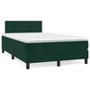 vidaXL Cama box spring com colch&atilde;o e luzes LED veludo verde-escuro