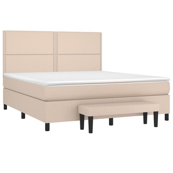 vidaXL Cama com molas/colchão 180x200 cm couro artificial cappuccino