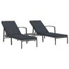 vidaXL Espregui&ccedil;adeiras com mesa 2 pcs vime PE cinzento