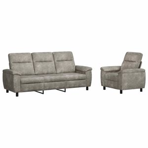 vidaXL Conjunto de Sof&aacute;s 2 pcs Cinzento-claro Couro Suede Sint&eacute;tico
