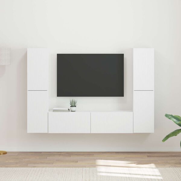 vidaXL Conjunto de m&oacute;vel de TV 6 pcs Branco Madeira processada