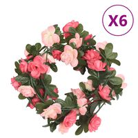 vidaXL Grinaldas de flores artificiais 6 pcs 240 cm rosa