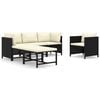 vidaXL 6 pcs conjunto lounge de jardim c/ almofad&otilde;es vime PE preto