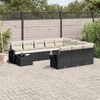 vidaXL 11 pcs conjunto sofás de jardim c/ almofadões vime PE preto