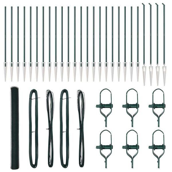 vidaXL Poste de Cerca Verde 50 x 1,6 m (malha de 13 mm) A&ccedil;o e PVC