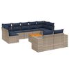 vidaXL Conjunto de sof&aacute; de jardim com 10 pe&ccedil;as e almofadas em rattan sint&eacute;tico cinza