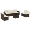 vidaXL 9 pcs conjunto sof&aacute;s p/ jardim c/ almofad&otilde;es vime PE castanho