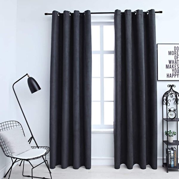 vidaXL Cortinas blackout c/ argolas em metal 2 pcs 140x225cm antracite