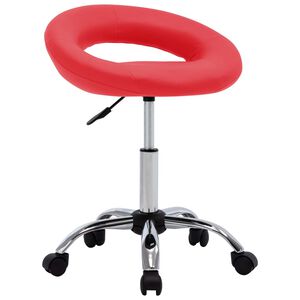 vidaXL Cadeira de trabalho com rodas couro artificial vermelho