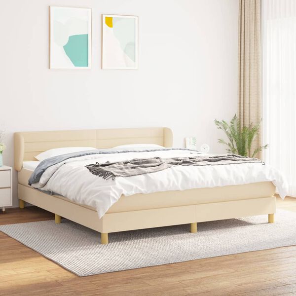 vidaXL Cama com molas/colch&atilde;o 180x200 cm tecido cor creme
