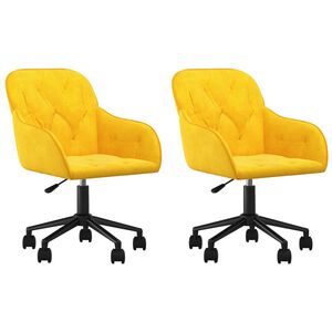 vidaXL Cadeiras de jantar girat&oacute;rias 2 pcs veludo amarelo