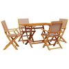vidaXL 5 pcs conjunto jantar jardim tecido/madeira cinza-acastanhado