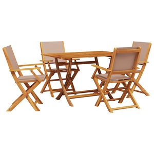 vidaXL 5 pcs conjunto jantar jardim tecido/madeira cinza-acastanhado