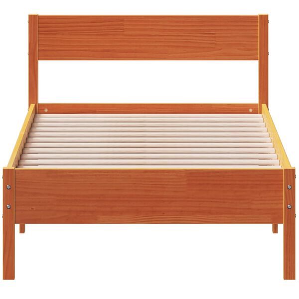 vidaXL Cama sem colch&atilde;o 90x190 cm madeira de pinho maci&ccedil;a castanho-mel