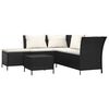 vidaXL 4 pcs conjunto lounge de jardim c/ almofad&otilde;es vime PE preto