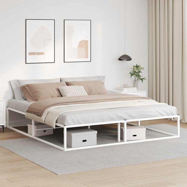 vidaXL Estrutura de cama sem colch&atilde;o branco 180x200 cm metal