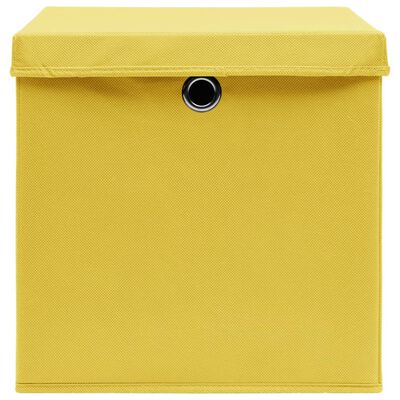 vidaXL Caixas de arrumação com tampas 4 pcs 28x28x28 cm amarelo