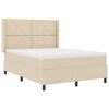 vidaXL Cama Box com colch&atilde;o com cabeceira Creme 160 x 200 cm tecido
