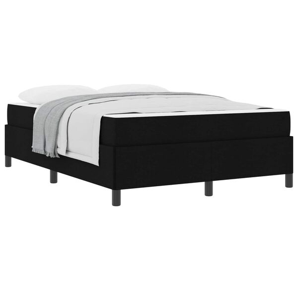 vidaXL Cama Box com colch&atilde;o Preto 140 x 190 cm tecido
