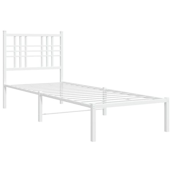 vidaXL Estrutura de cama sem colch&atilde;o com cabeceira 75x190 cm branco