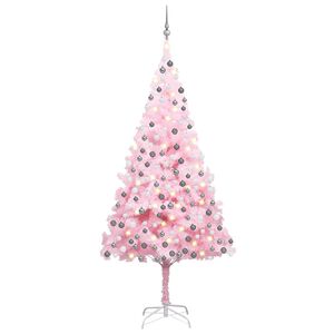 vidaXL &Aacute;rvore Natal artificial pr&eacute;-iluminada c/ bolas PVC rosa