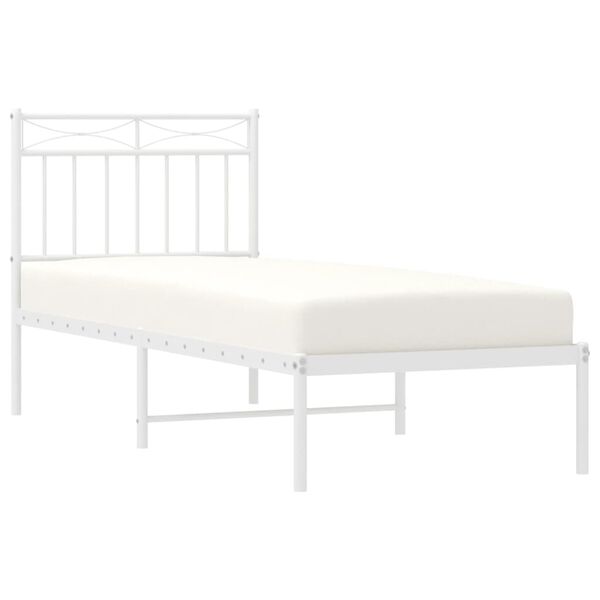 vidaXL Estrutura de cama sem colch&atilde;o com cabeceira 75x190 cm branco
