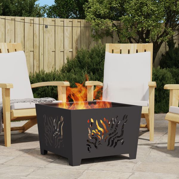 vidaXL Fire Pit Preto 60 x 60 x 40 cm A&ccedil;o