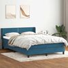 vidaXL Cama com molas/colch&atilde;o 140x210 cm veludo azul-escuro