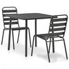vidaXL 3 pcs conjunto bistr&ocirc; a&ccedil;o cinzento escuro