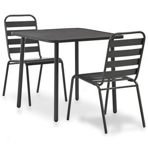 vidaXL 3 pcs conjunto bistr&ocirc; a&ccedil;o cinzento escuro