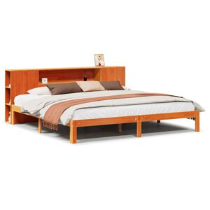 vidaXL Cama com estante sem colch&atilde;o 180x200 cm pinho maci&ccedil;o